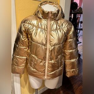 Gap Kids' metallic gold puffer jacket, Sz XL